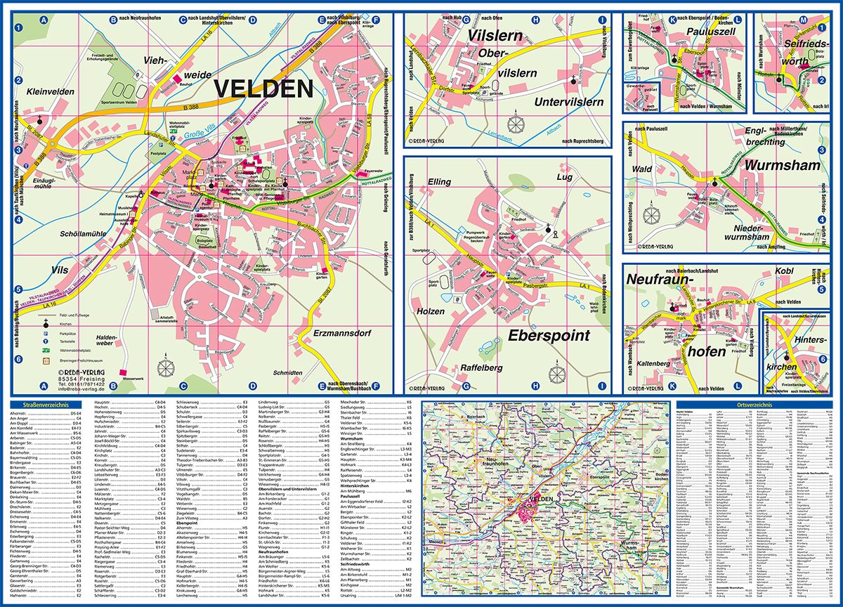 Ortsplan VG Velden mit Orts- und Strassenverzeichnis, © REBA-Verlag Freising, 2018
