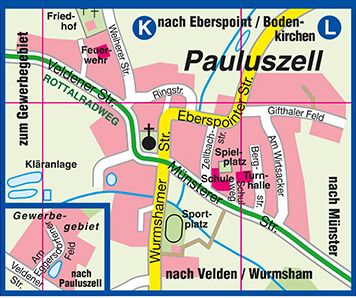 Ortsplan der Gemeinde Pauluszell, © REBA-Verlag Freising, 2018