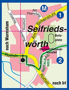 Ortsplan der Gemeinde Seifriedswörth, © REBA-Verlag Freising, 2018